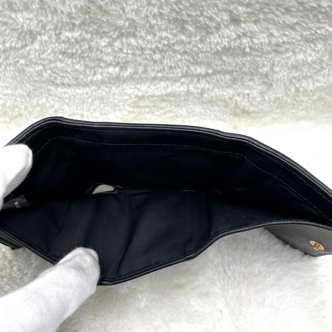 美品 メゾンマルジェラ 3つ折り 財布 グラムスラム カレンダー ステッチ 黒