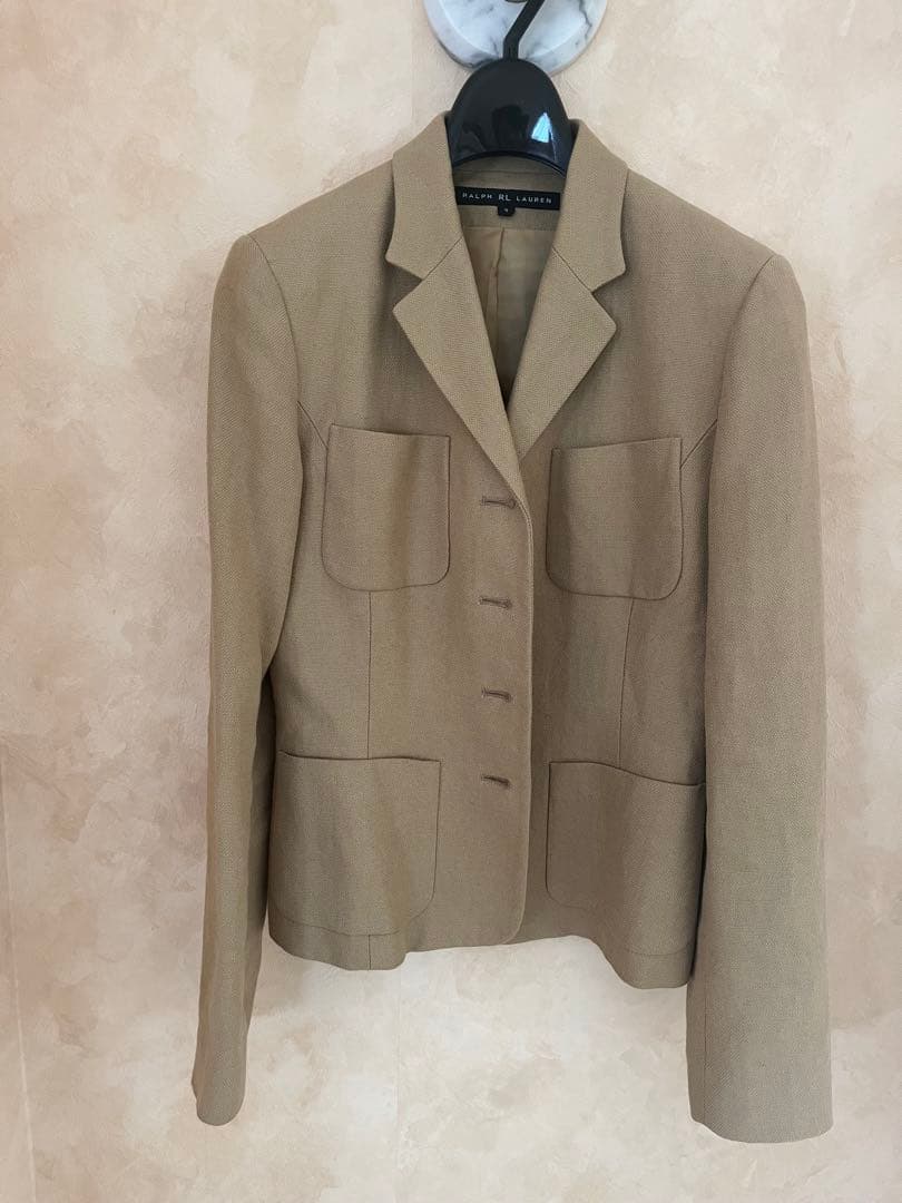 【希少美品】Ralph Lauren ヴィンテージ麻ジャケットウッドボタン