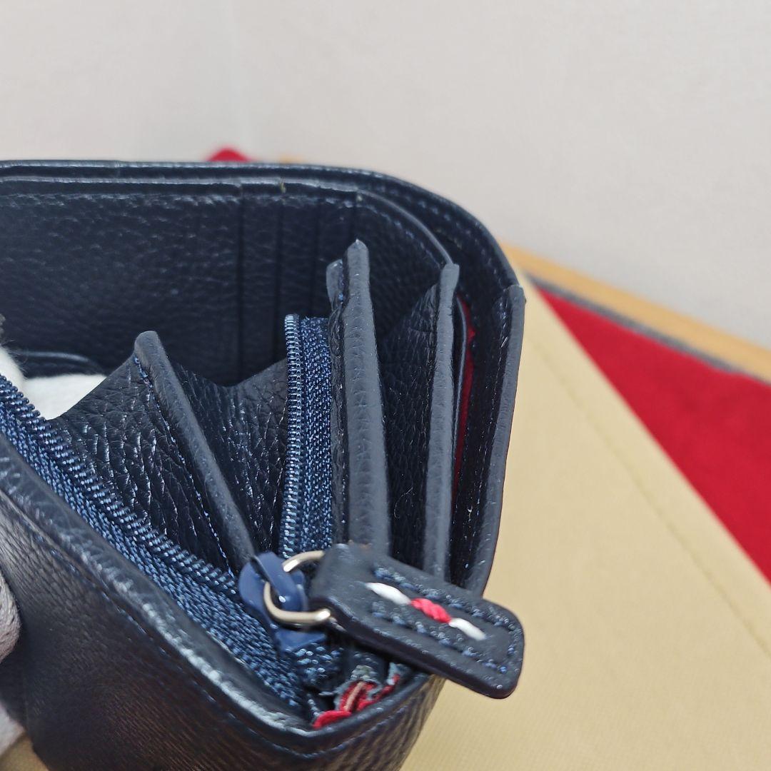 廃盤品 美品 Kitamura コンパクトウォレット 2つ折り 財布 ネイビー