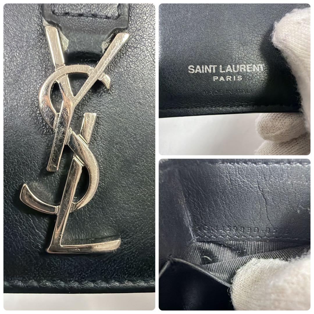 SAINT LAURENT 三つ折り財布 レザー 黒 コンパクト