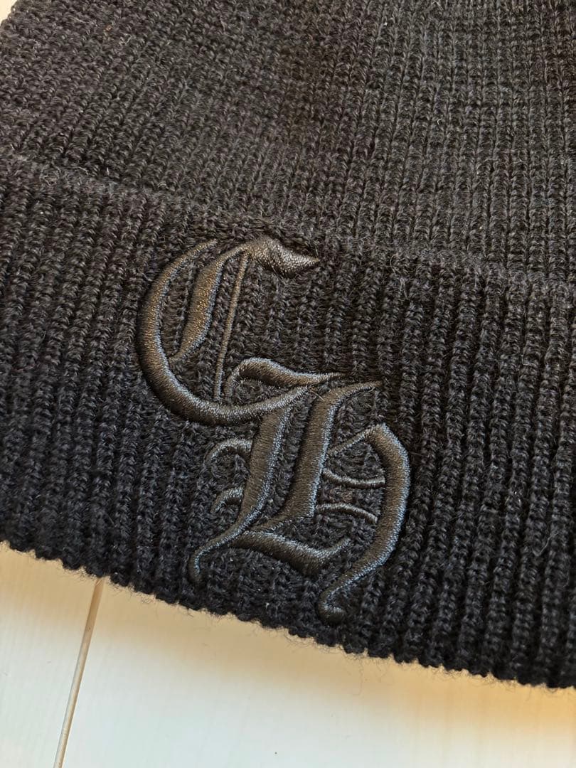 CHROME HEARTS ニット帽 黒刺繍CH