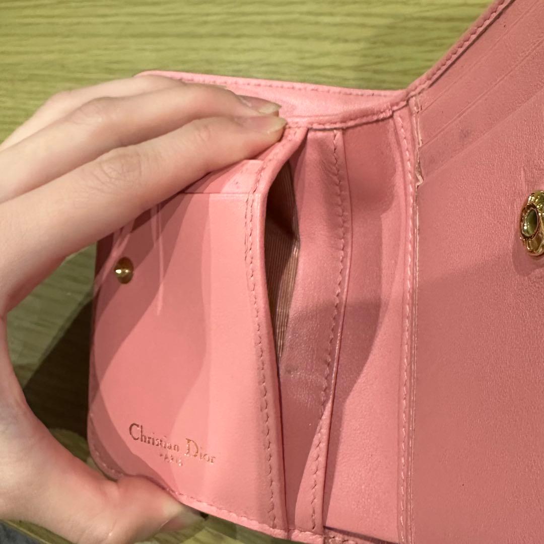 Dior ピンク キルティング 二つ折り財布