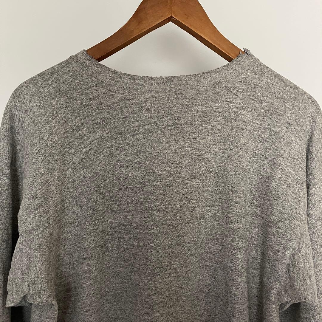 希少 80s トリコタグ チャンピオン フットボールTシャツ 霜降りグレー L