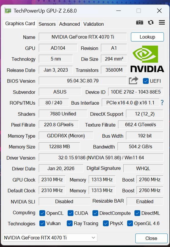 グラフィックボード・グラボ・ビデオカード ASUS ROG Strix RTX 4070 Ti 12GB