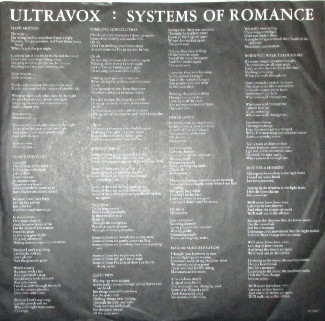 ウルトラヴォックス　ULTRAVOX　システム・オブ・ロマンス　LP　レコード