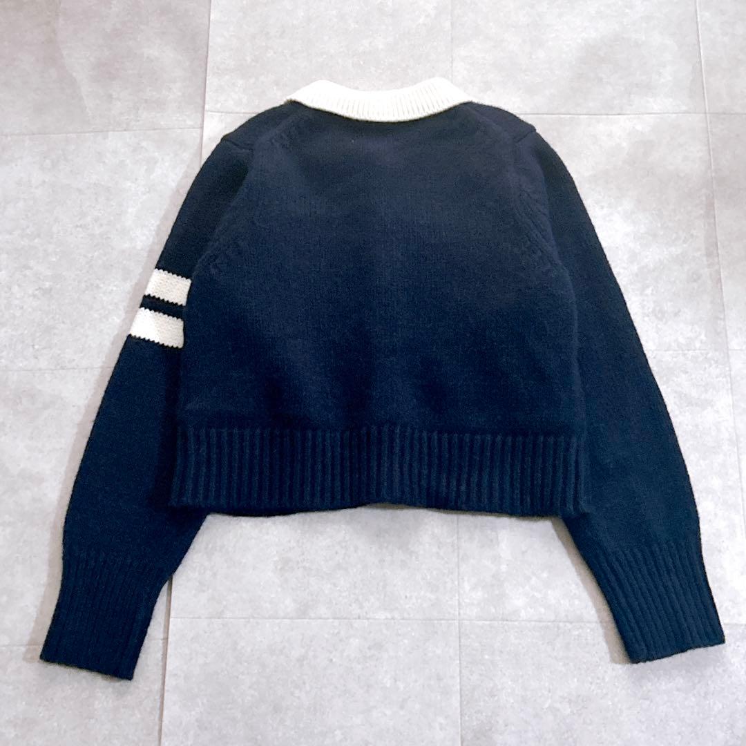 極美品✨ アダムエロペ 【WEB限定】ポロニットカーディガン 紺 近年 完品