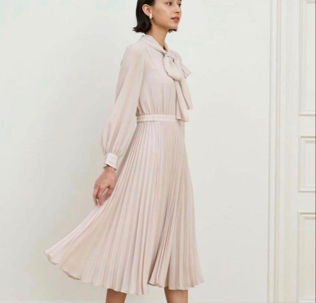 【極美品】ANAYI アナイ シアードビー ボウタイプリーツ ワンピース