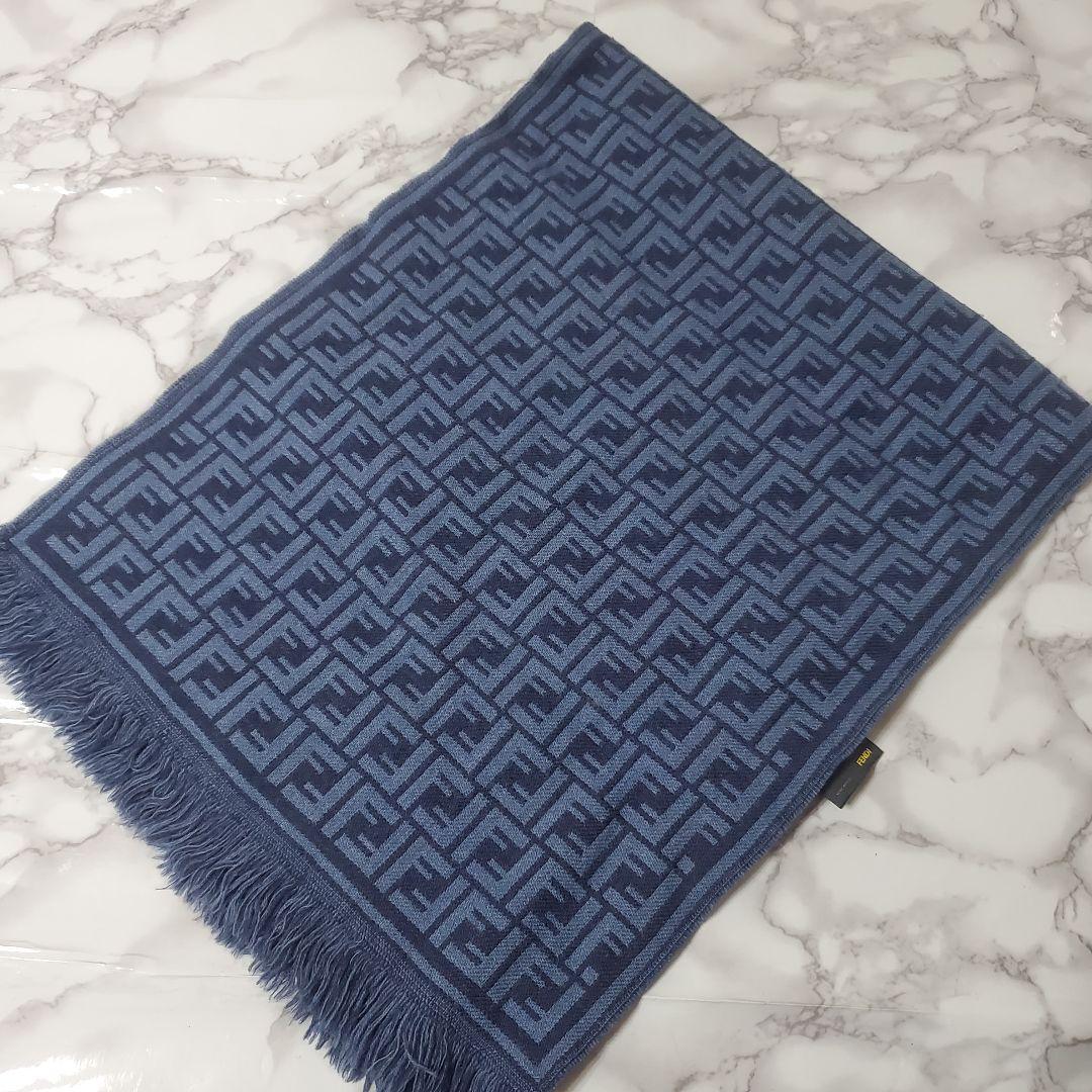 FENDI フェンディ マフラー ズッカ柄 ブルー系 レディース