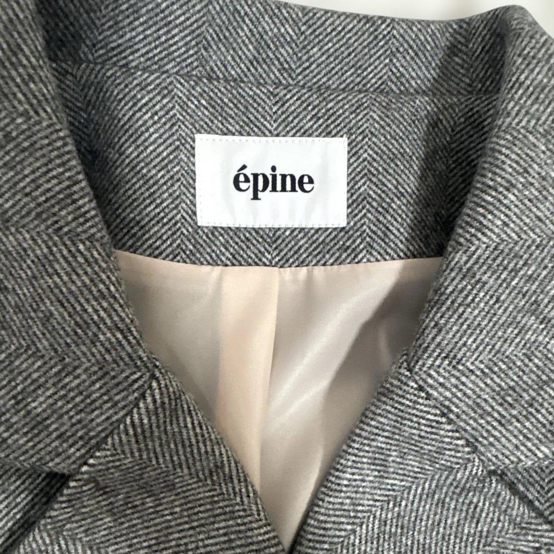 エピヌ pleats frill jacket herringbone gray