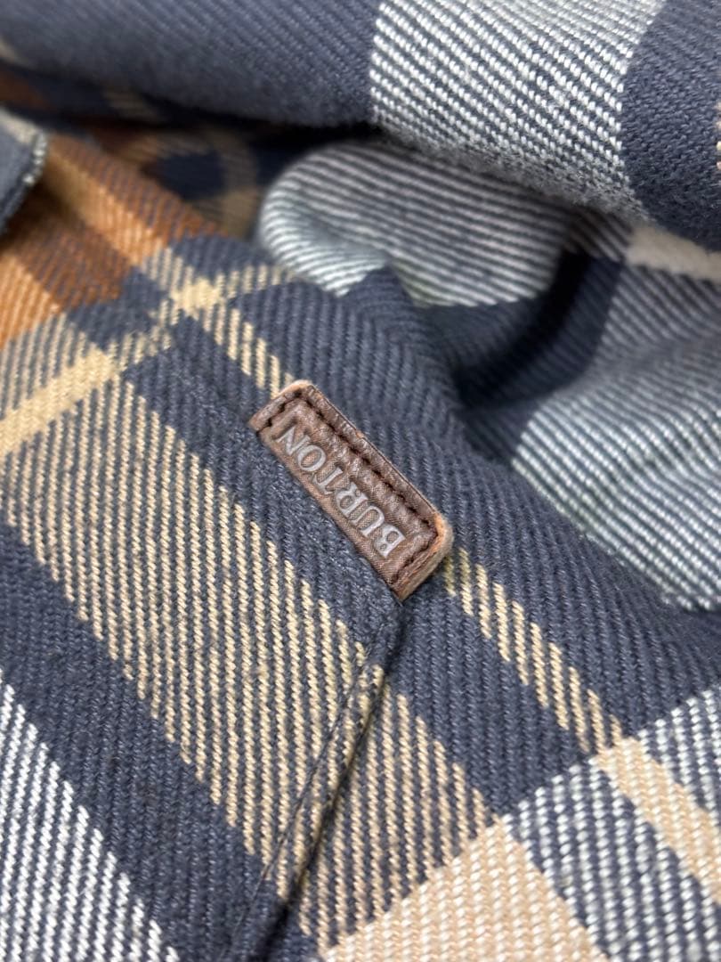 美品　BURTON チェック柄ジャケット ネイビー/ブラウン　ネルシャツ風