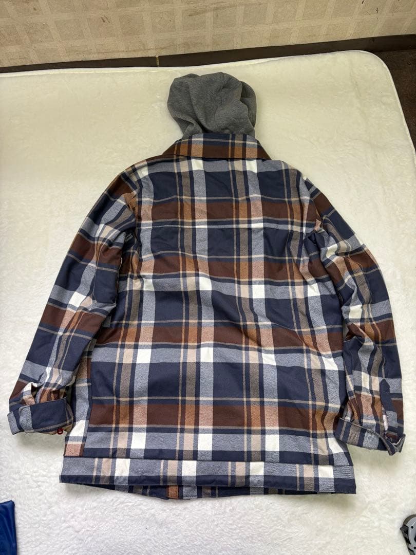 美品　BURTON チェック柄ジャケット ネイビー/ブラウン　ネルシャツ風