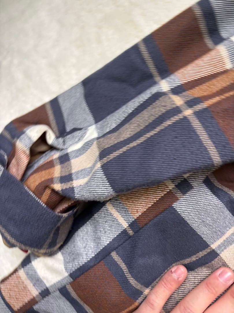美品　BURTON チェック柄ジャケット ネイビー/ブラウン　ネルシャツ風