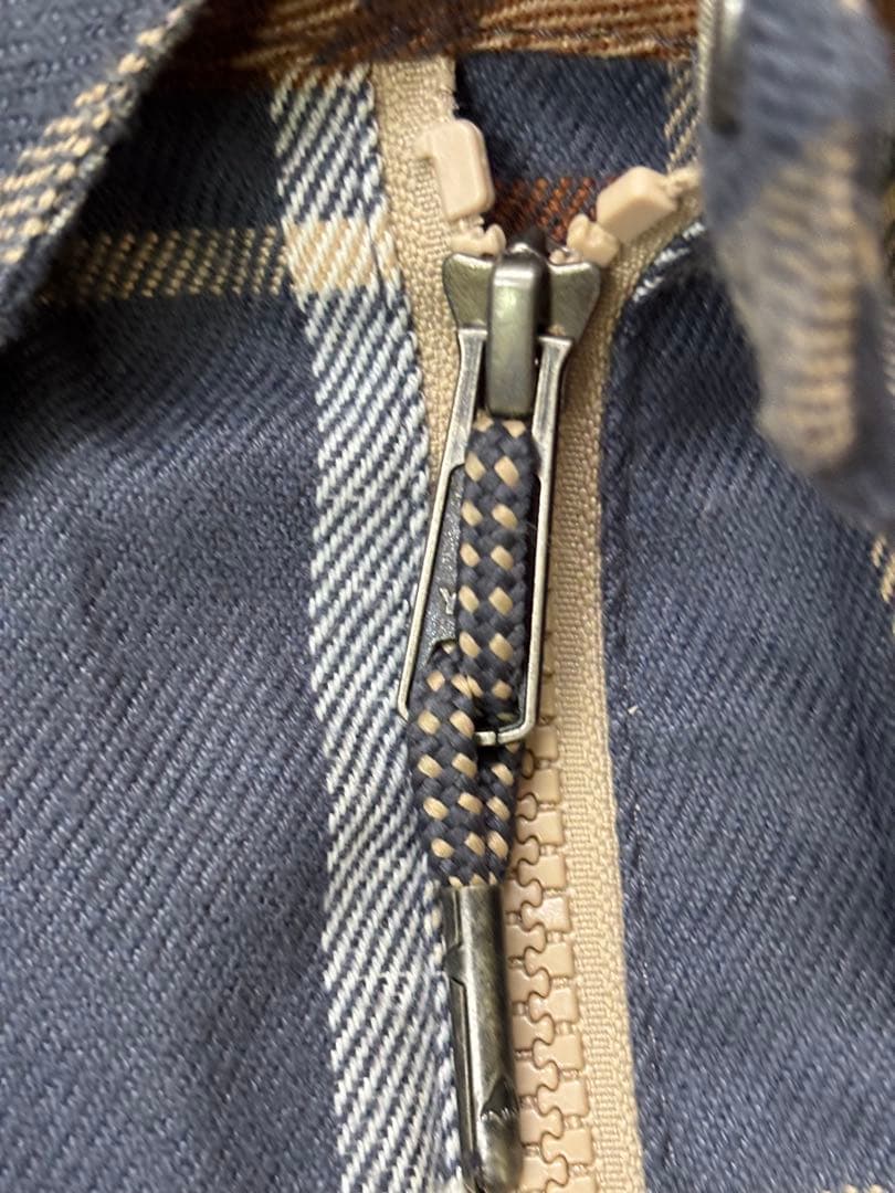 美品　BURTON チェック柄ジャケット ネイビー/ブラウン　ネルシャツ風
