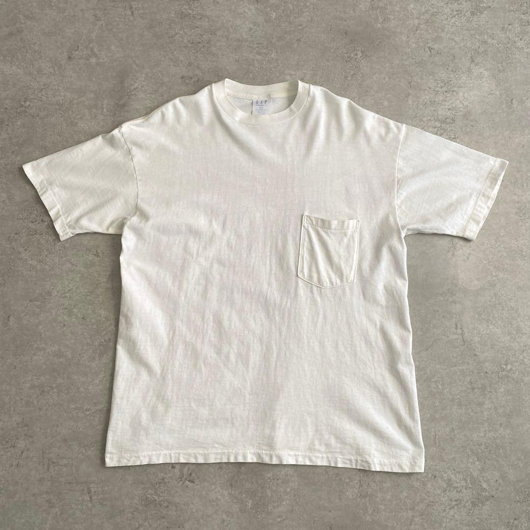 90s GAP POCKET-T ポケット Tシャツ 無地 USA製 白 M