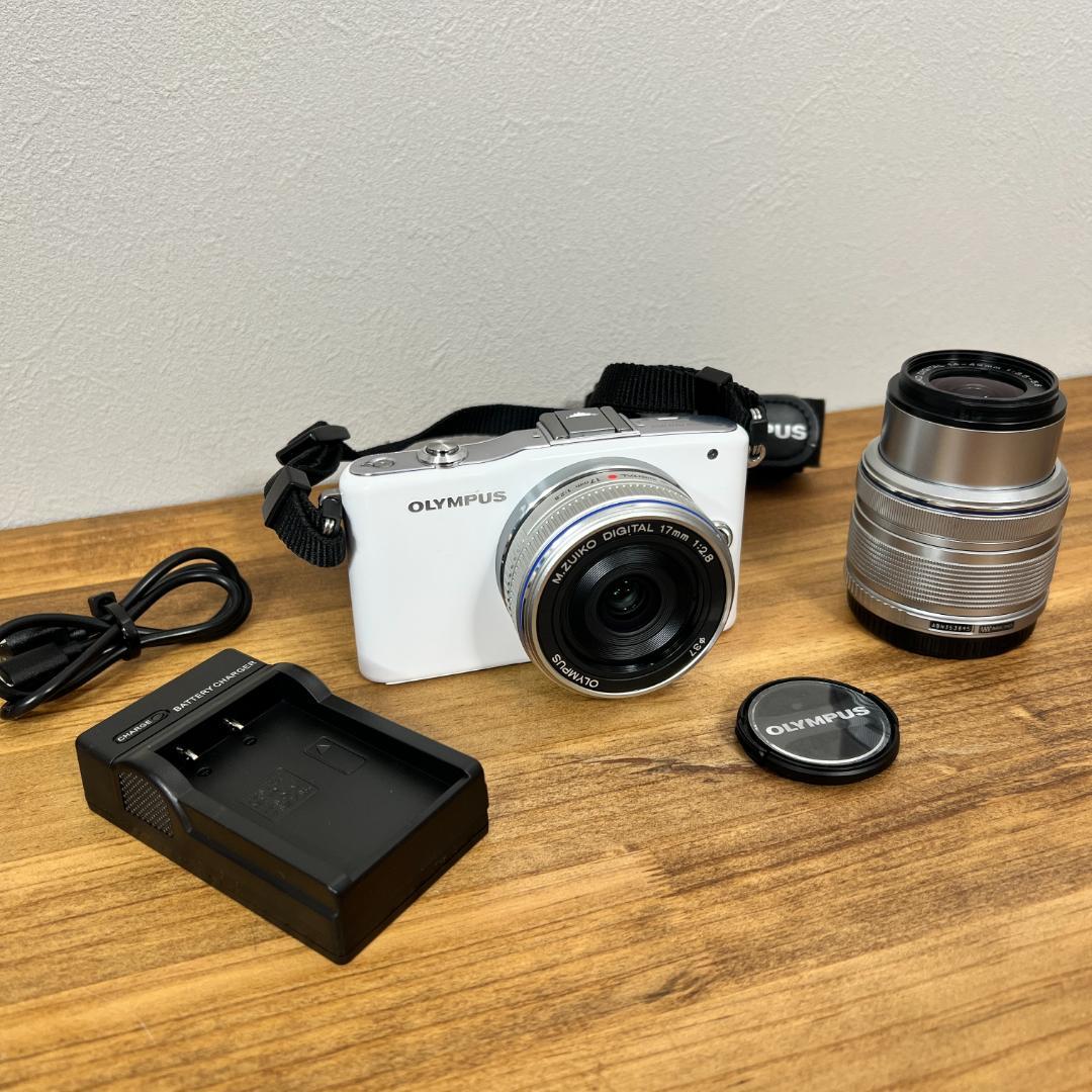 動作確認済 OLYMPUS E-PM1 ダブルレンズセット ミラーレス一眼