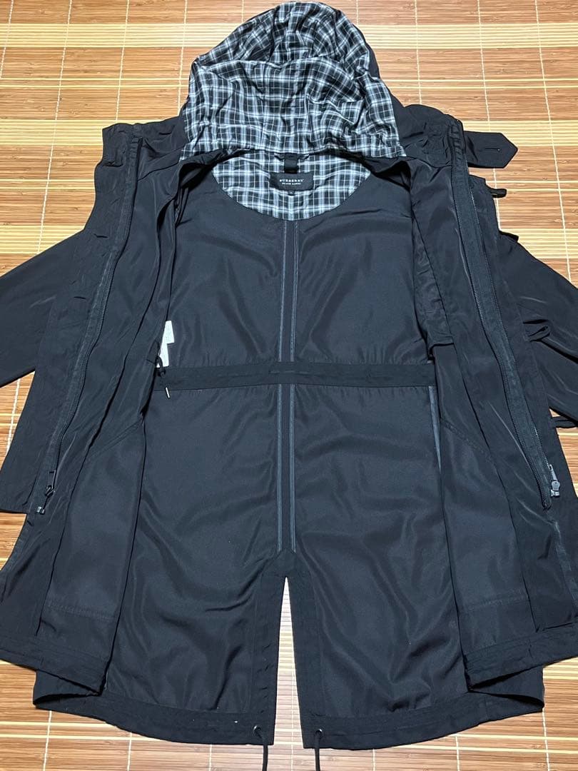 【極上品】BURBERRY 多機能 コート 黒 LL バーバリー モッズ