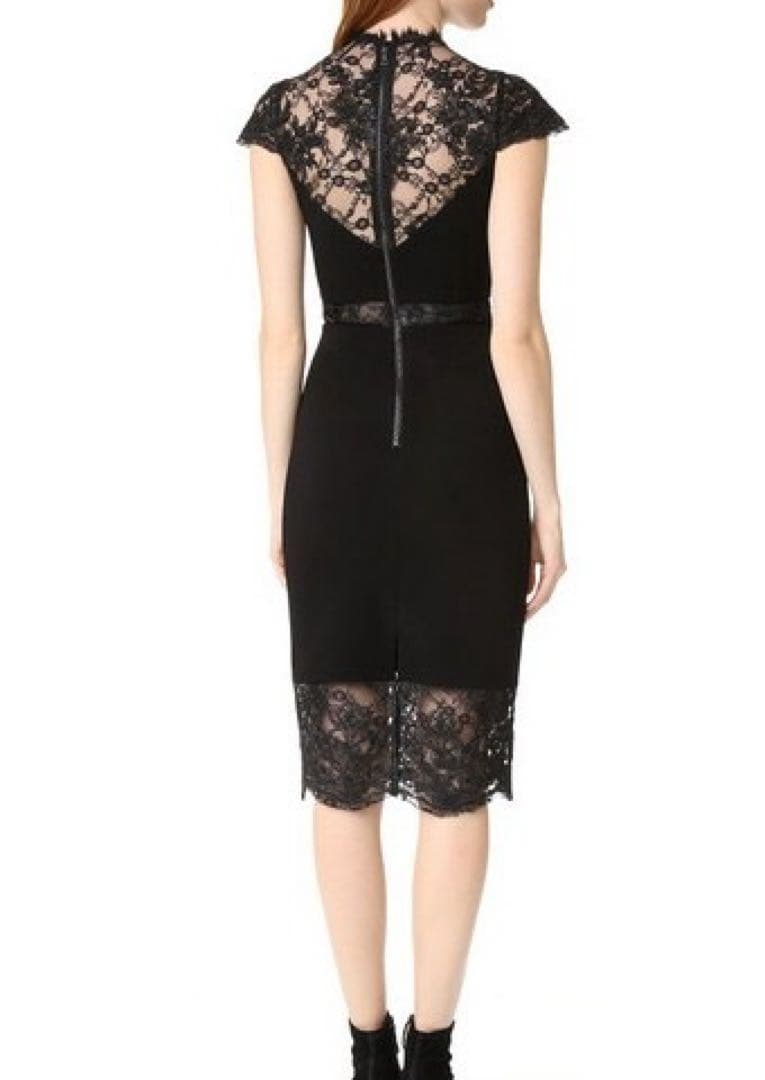 alice+olivia♡Kim Mock Neck Lace Dress 黒