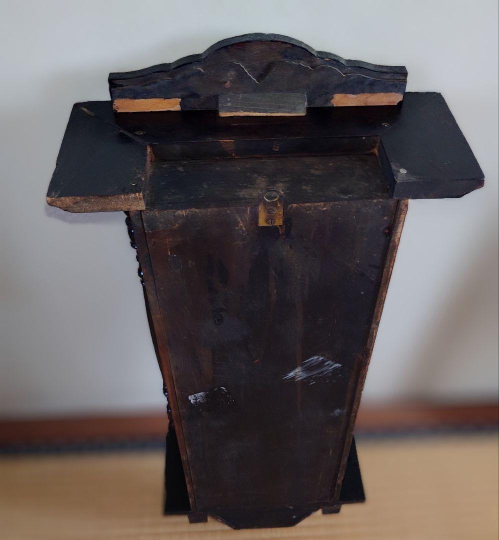 〈完動・美品〉黒漆塗り　装飾両柱型　ゼンマイ振り子時計 （メーカー不明）古時計