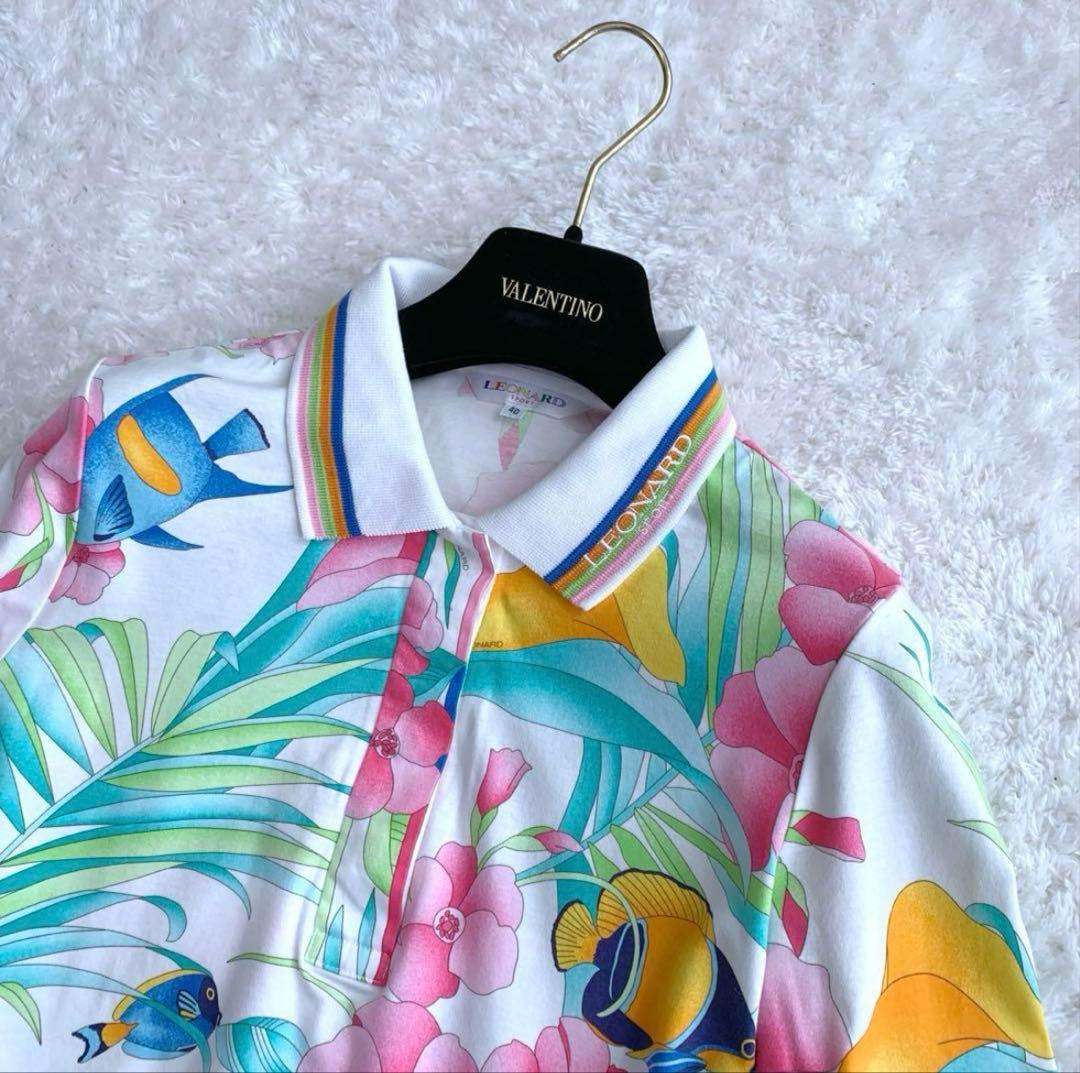 美品✨レオナール　フラワープリント　長袖カットソー