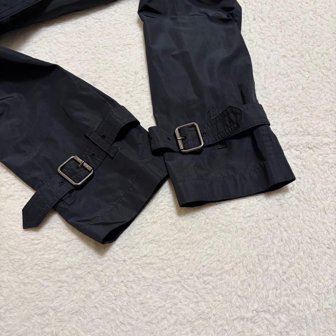 美品 バーバリー フーデット トレンチコート ポリエステル ブラック サイズ L