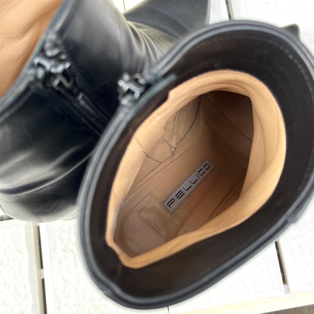 37.5 PELLICO ショートブーツ　黒　ペリーコ　レザー　24.5