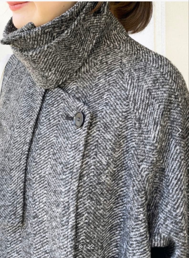spick&span Wスライバーヘリンボーンボリュームコート