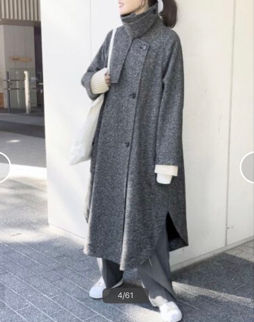 spick&span Wスライバーヘリンボーンボリュームコート
