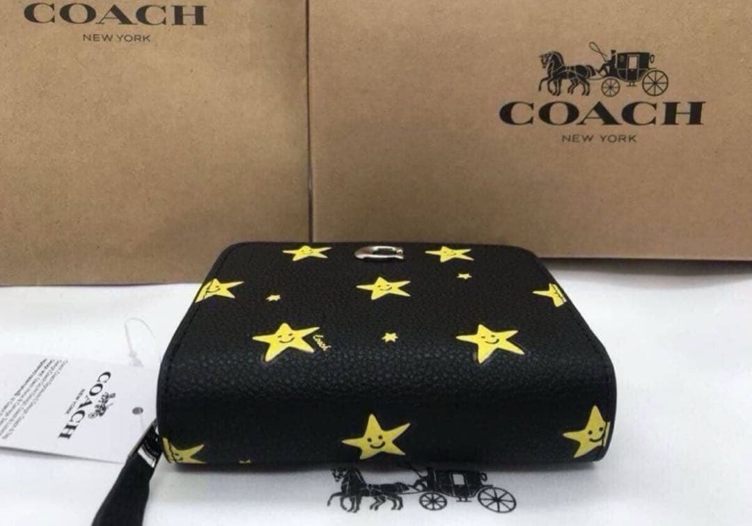 新品未使用　COACH コーチ　星柄 ブラック 二つ折り財布　財布