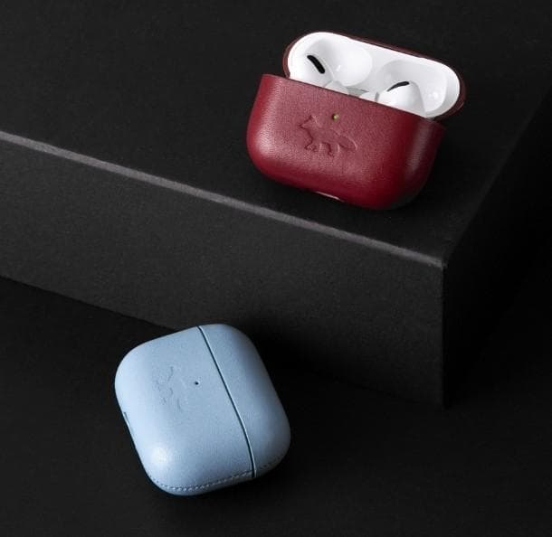 メゾンキツネ Airpods Pro 第2世代 レザーケース (ワインレッド)