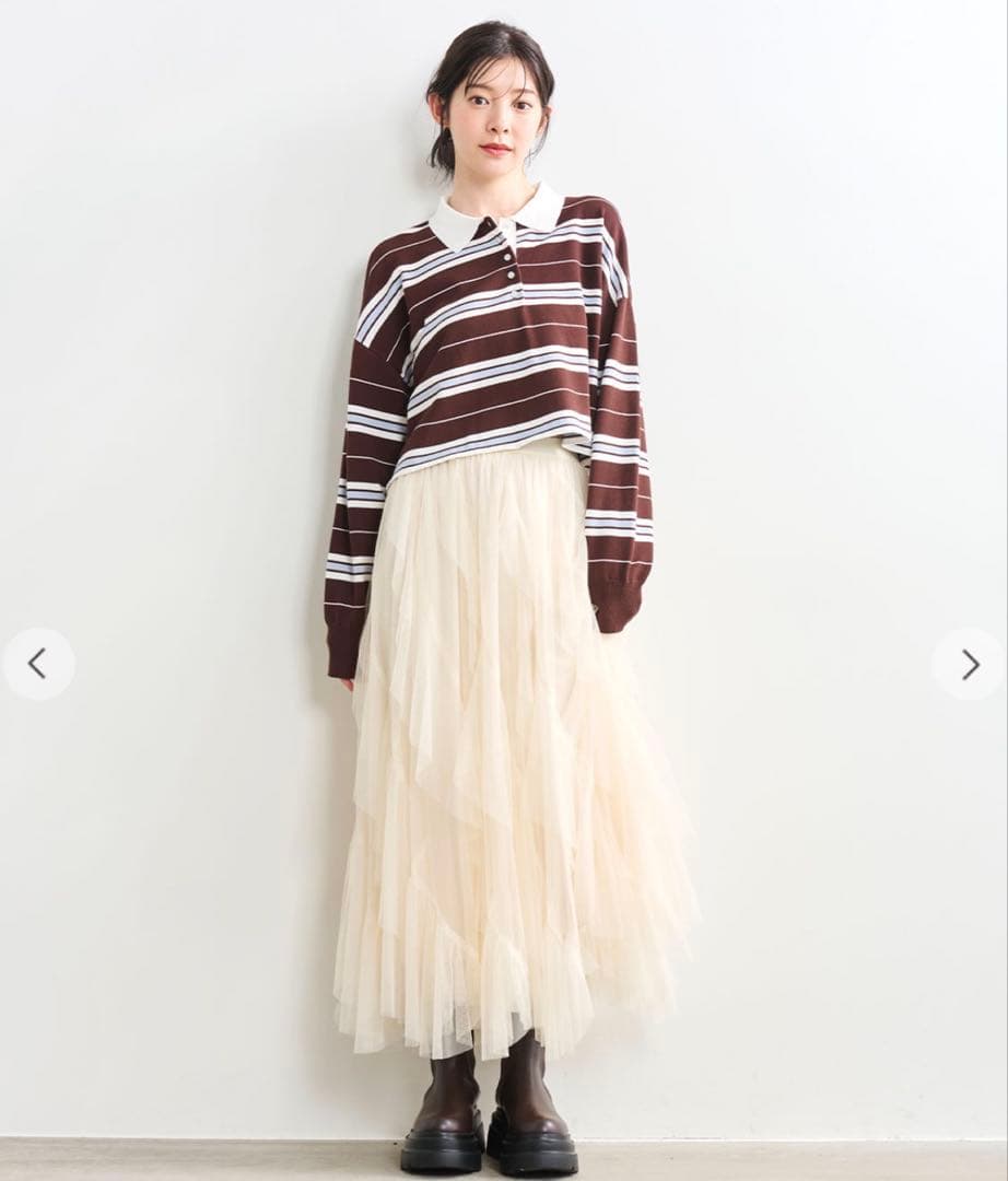 【完売品】COCODEAL チュールエスカルゴフリルフレアスカート
