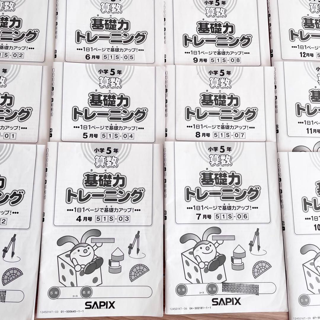 サピックス　2024 算数　5年生　基礎力トレーニング　SAPIX 1年12ヶ月
