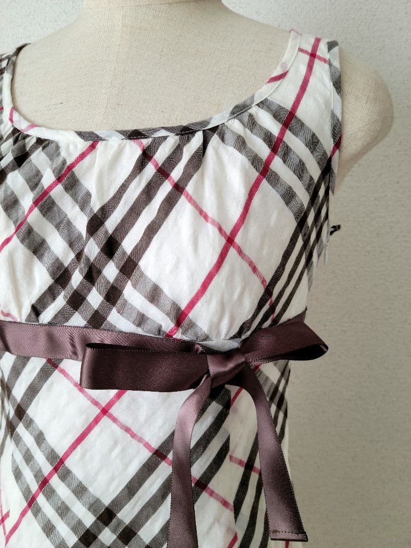 BURBERRY　BLUELABEL　バーバリーチェック柄フレアワンピース　３６