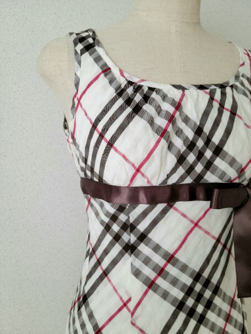 BURBERRY　BLUELABEL　バーバリーチェック柄フレアワンピース　３６