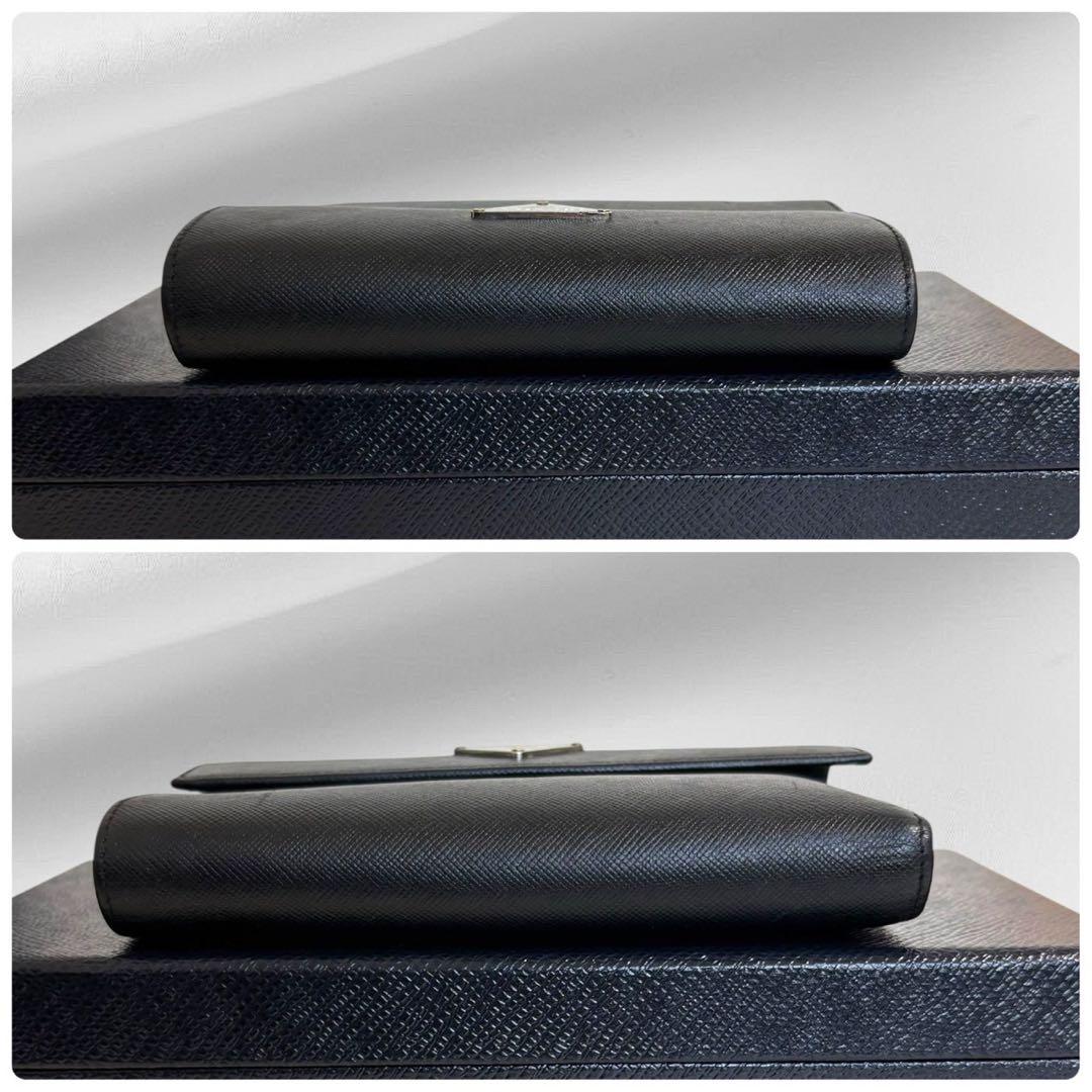 極上美品✨ プラダ PRADA 三つ折り財布 三角ロゴ サフィアーノ ブラック