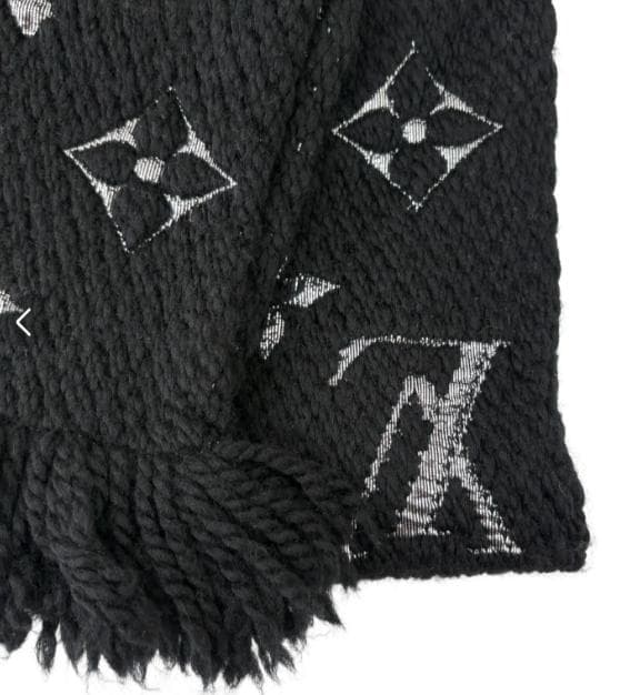 Louis Vuitton ブラック マフラー モノグラム