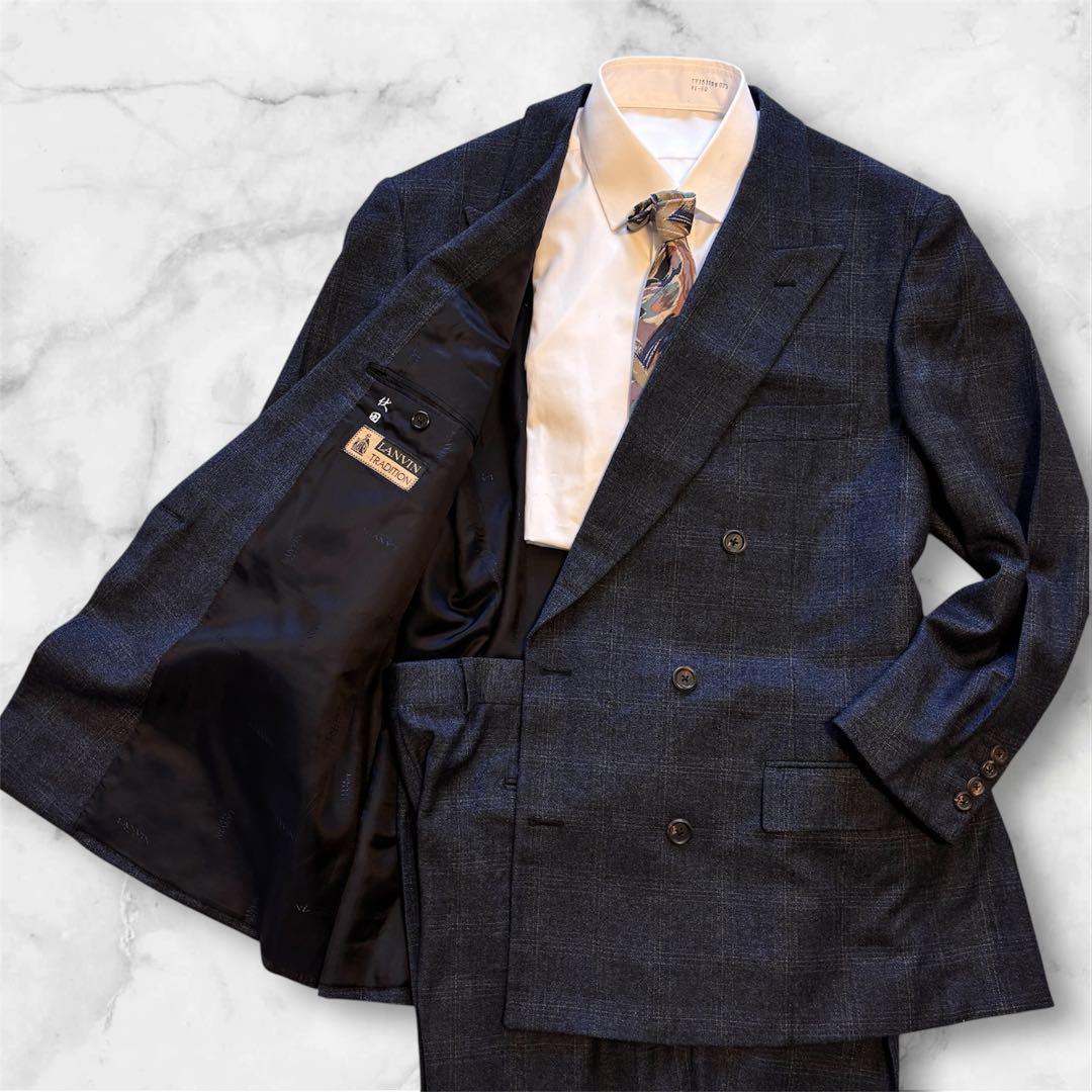 ✨美品✨LANVIN カシミヤ混 スーツ 56 大きめサイズ　ビジネスにも!