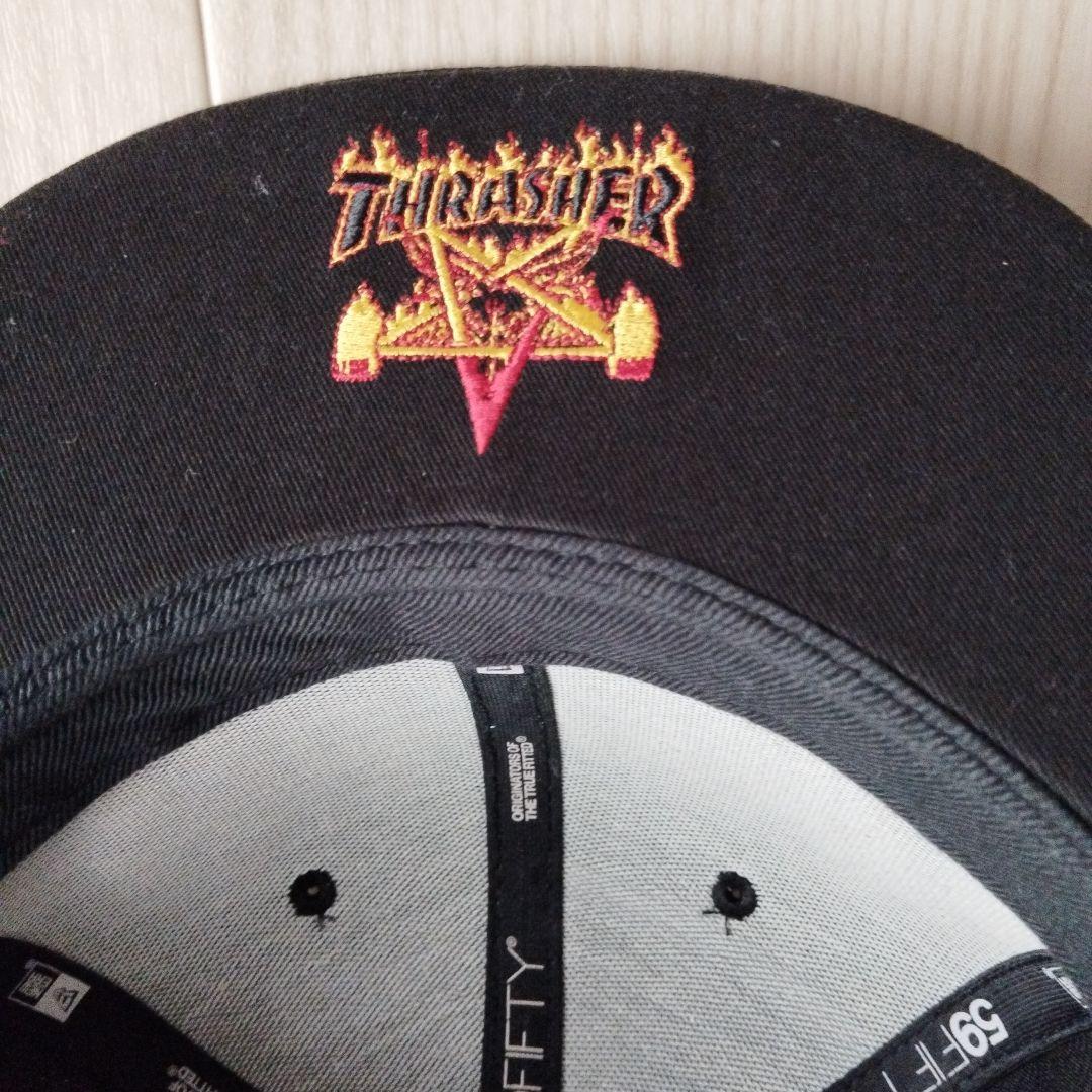 THRASHER 59FIFTY フレイムロゴキャップ ブラック 7 5/8