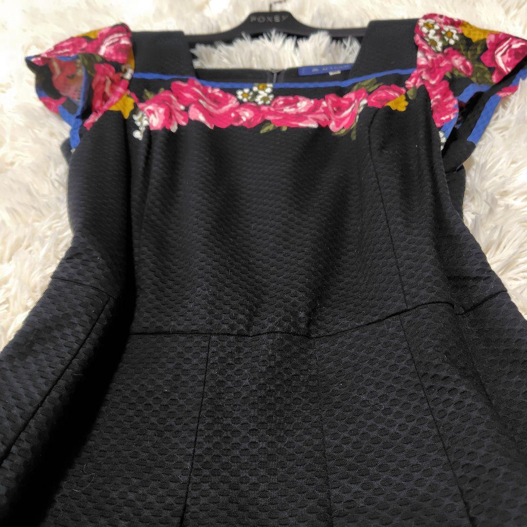 【美品♡希少40】エムズグレイシー　コットンフラワーフレアワンピース Aライン