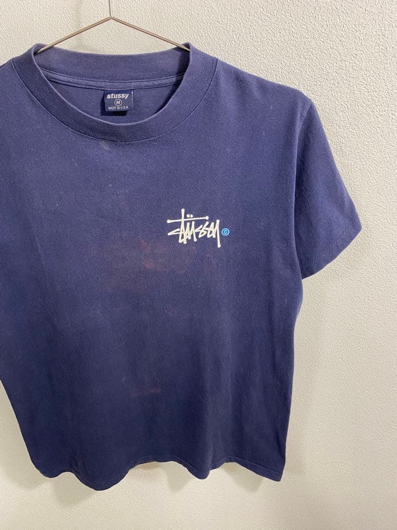 STUSSY 90's バックプリント Tシャツ ネイビー