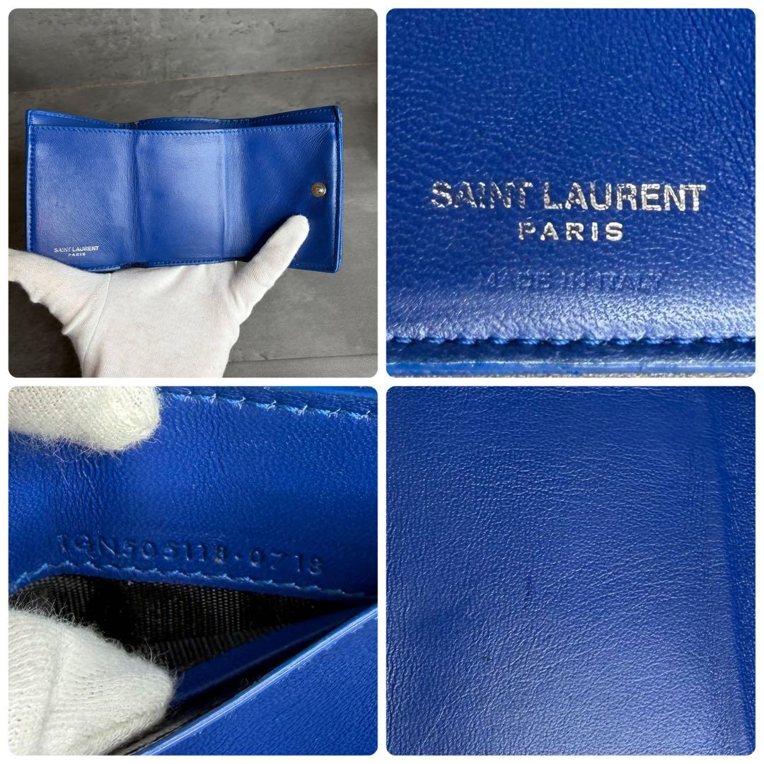 【箱付き】SAINT LAURENT 三つ折り財布 キャビアスキン カサンドラ