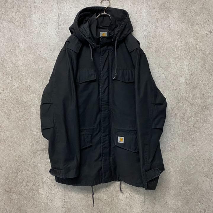 vintage《カーハート》中綿 モッズコート/ブラック/メンズ2XL