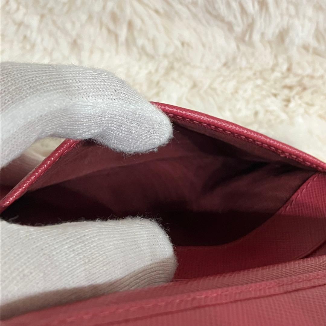✨美品・箱付✨ PRADA 二つ折り財布 サフィアーノレザー ピンク 折りたたみ