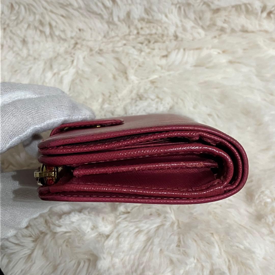 ✨美品・箱付✨ PRADA 二つ折り財布 サフィアーノレザー ピンク 折りたたみ