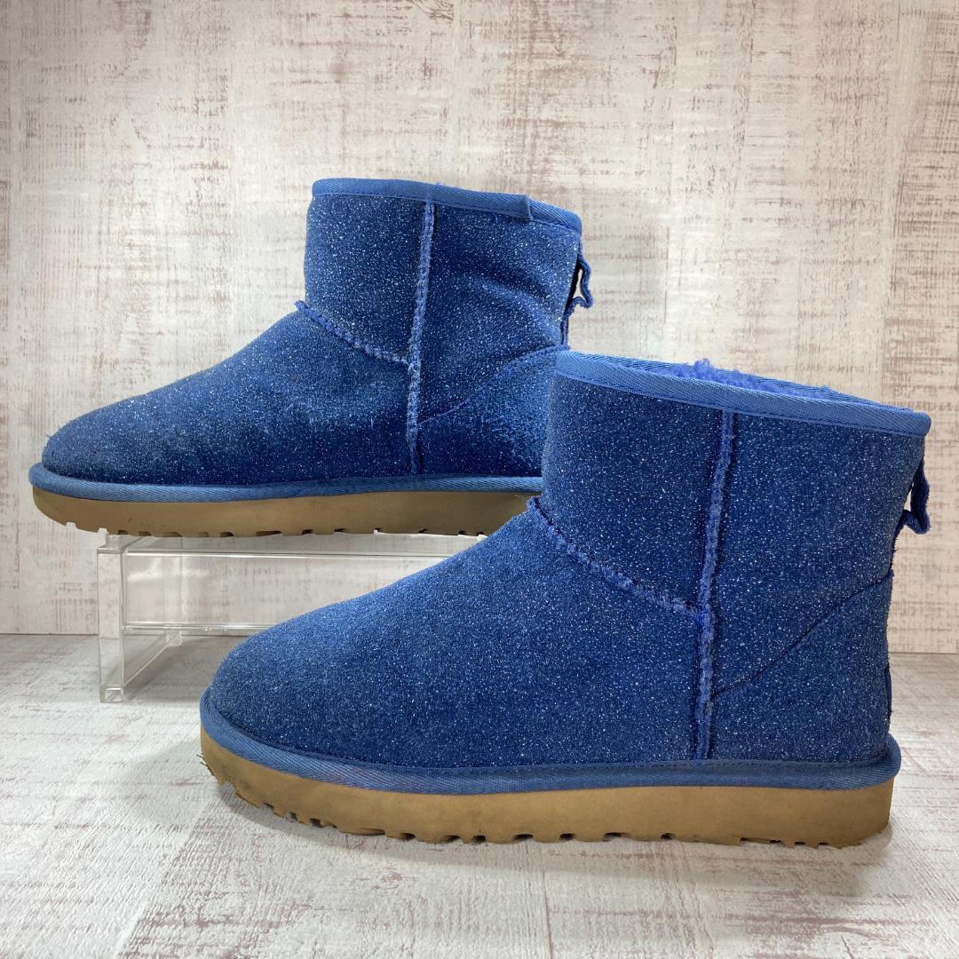 【希少】UGG アグ　ムートンブーツ　キラキラ　ブルー　ボア　24cm