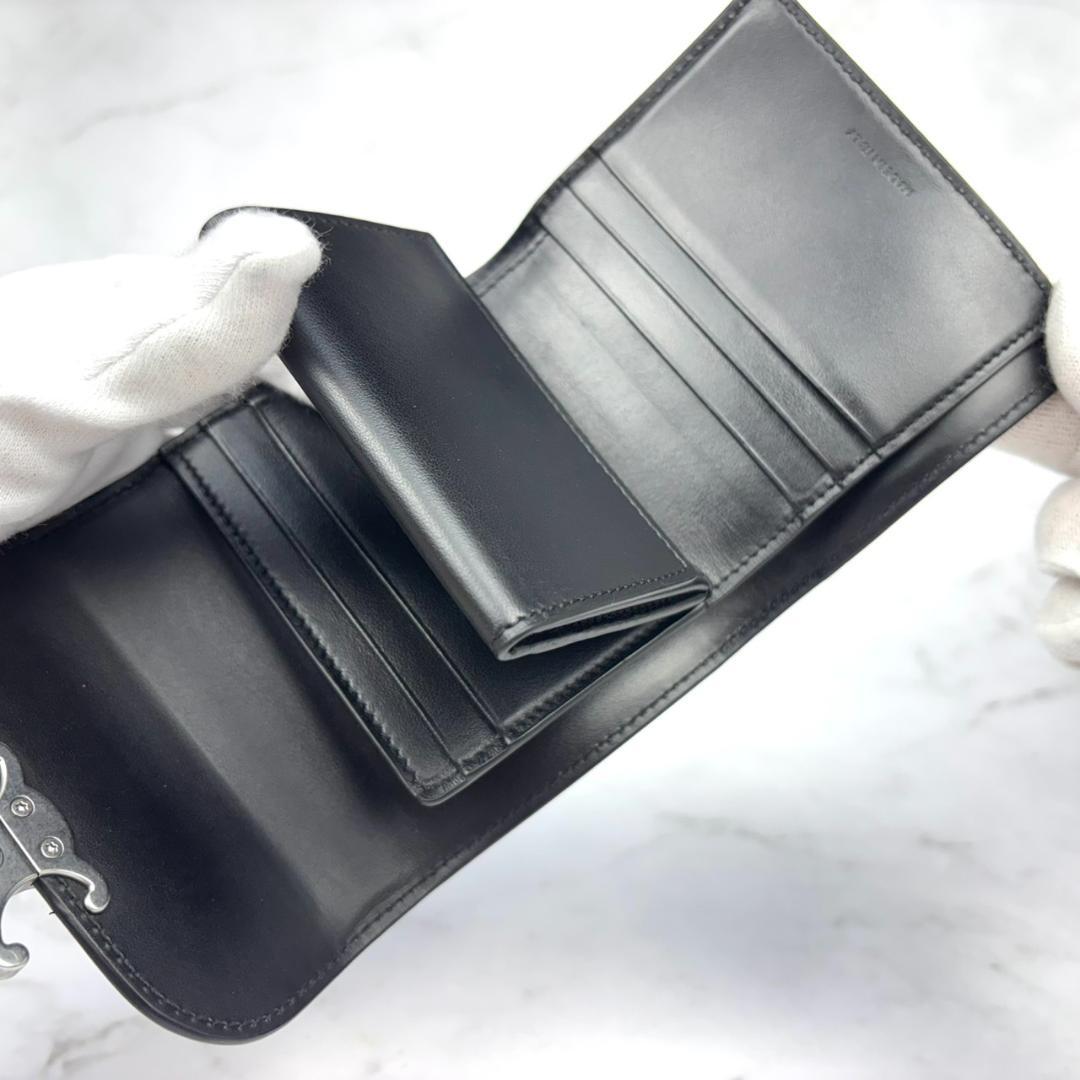 【極上品】Celine⭐セリーヌ【トリオンフ】シルバー金具 折り財布 ブラック
