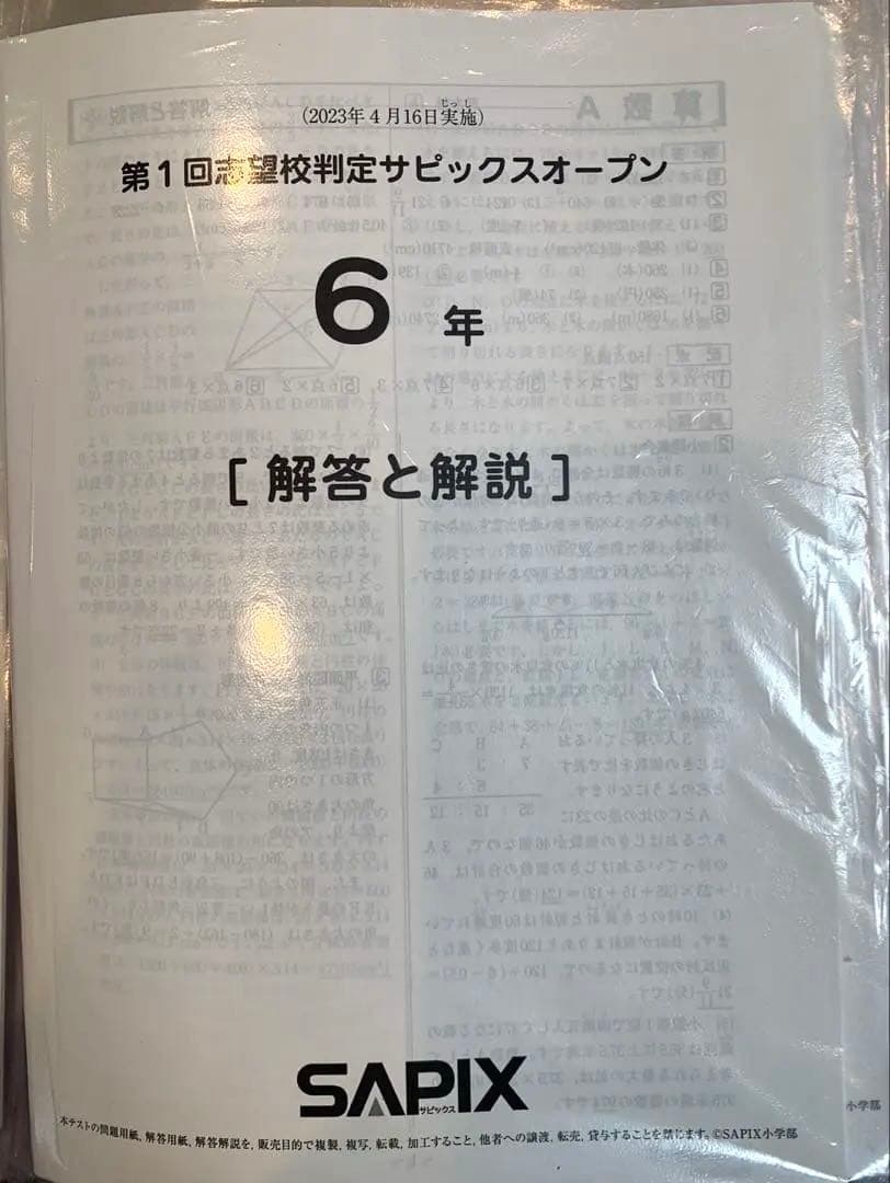 【るりま様】SAPIX 6年生 2023年度 マンスリー・組分け他テストセット