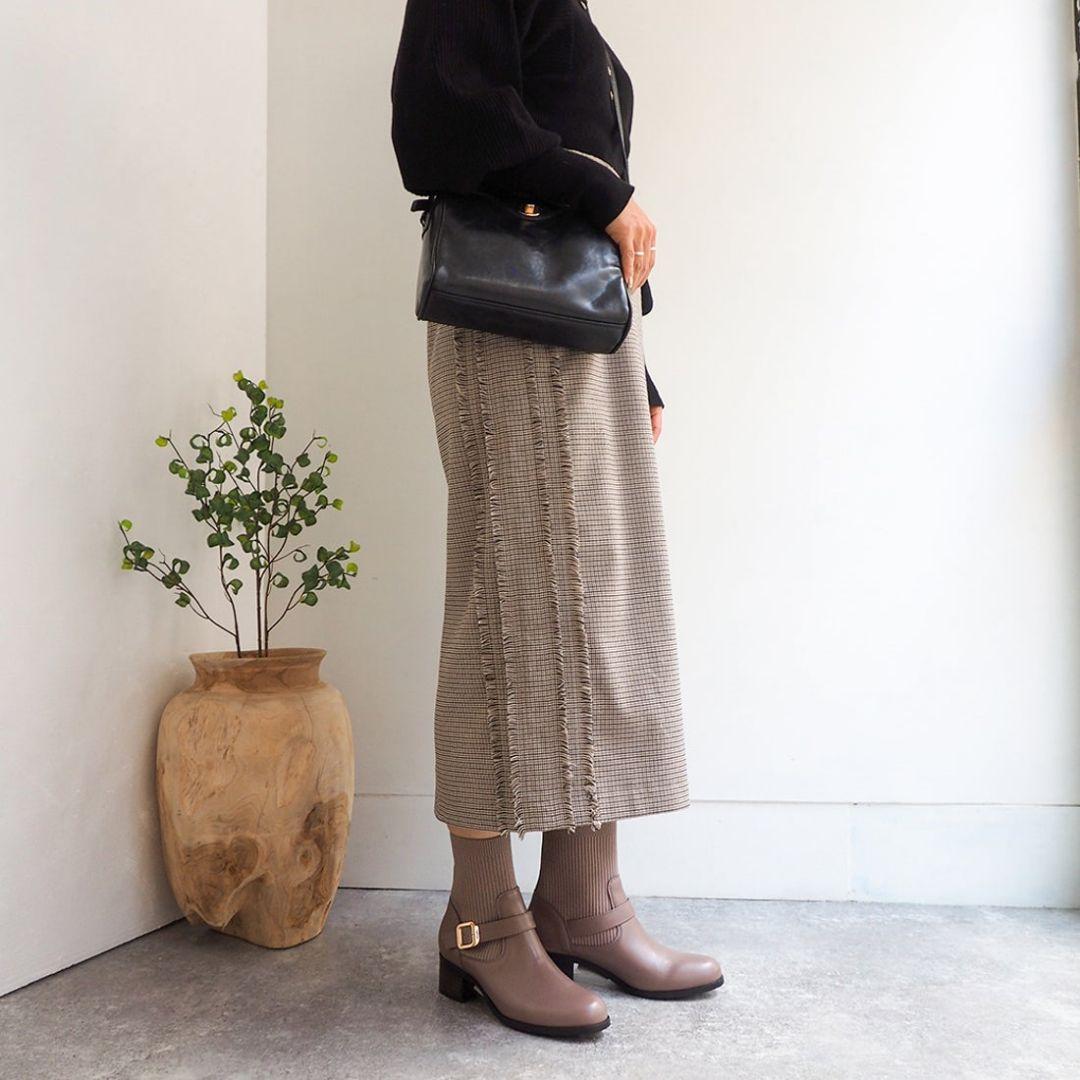 あしながおじさん 防滑ベルテッドニットブーツ　23.0cm　ベージュ　ほぼ新品