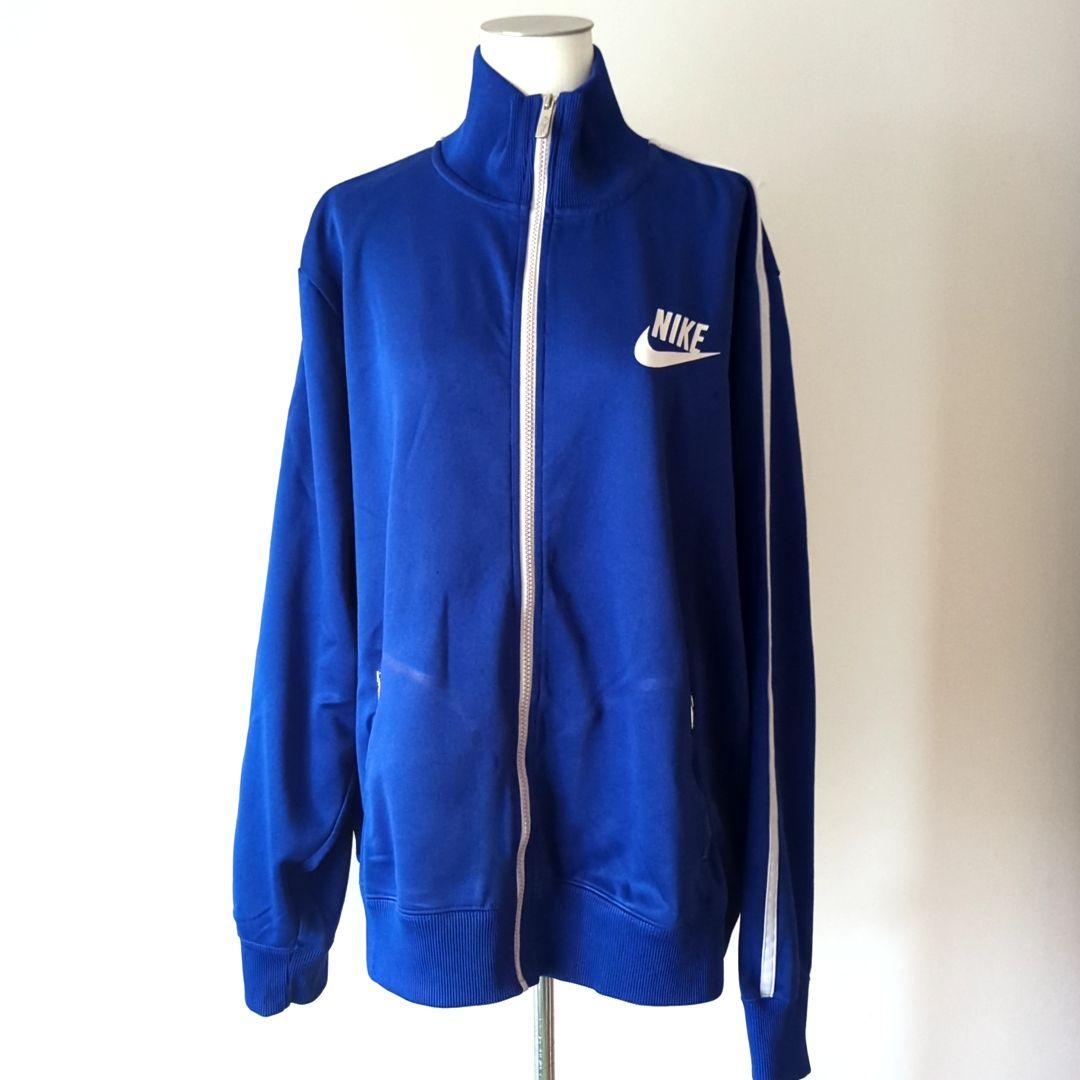 NIKE古着ジャケットプリントロゴ フルジップ ブルージャージ XXL サイズ