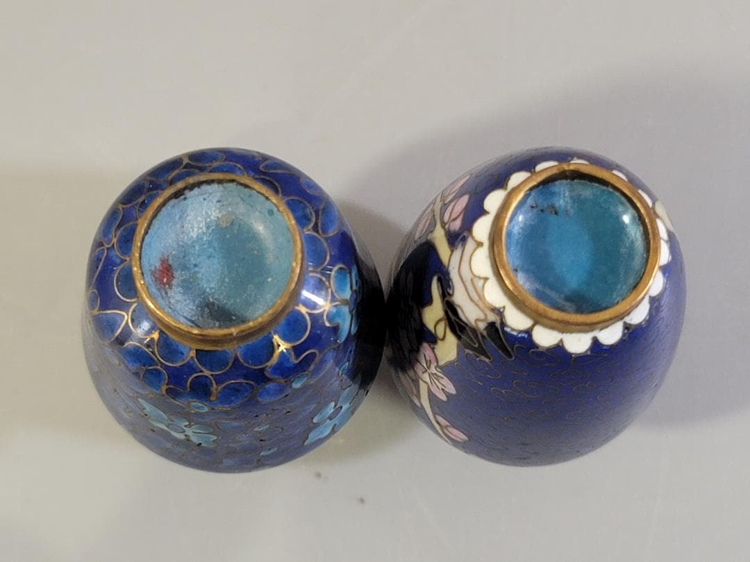 中国美術 七宝 小瓶 一対 花器 花瓶 花入 小壺　飾壺 DT763
