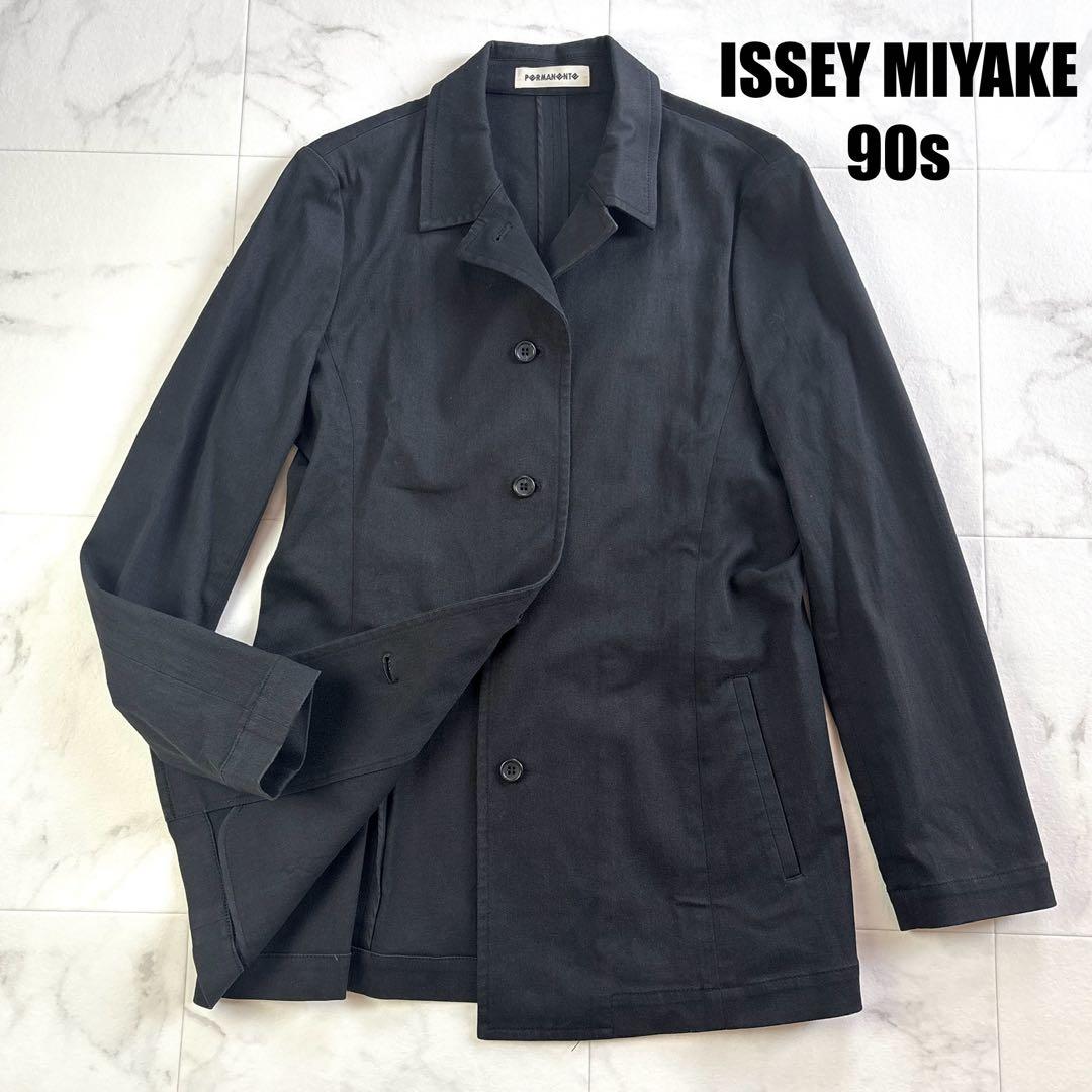 90s　ISSEY MIYAKE　 PERMANENTE　ロングジャケット 黒
